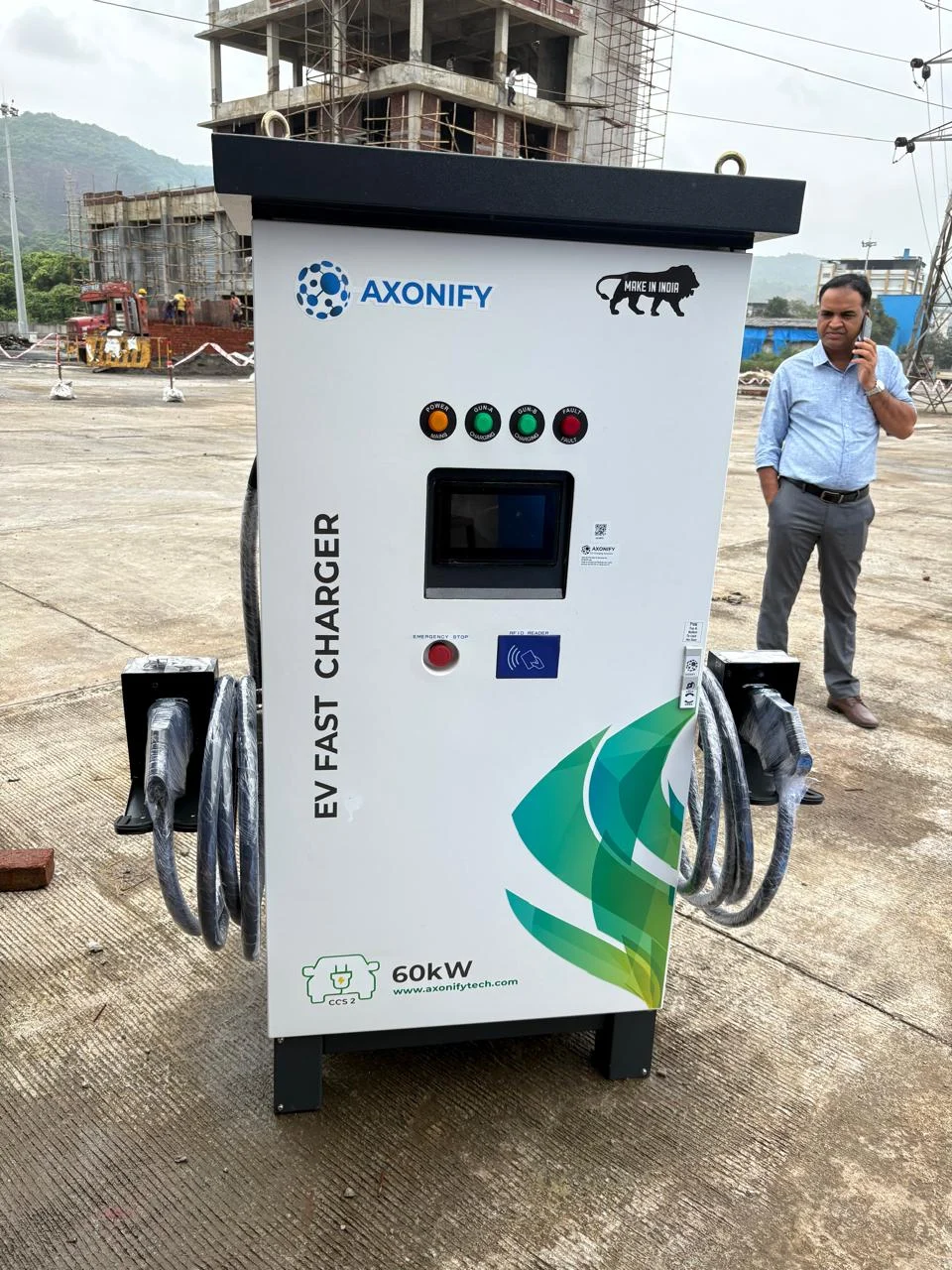 AXONIFY 60 kW charging equipment in an outdoor site environment.